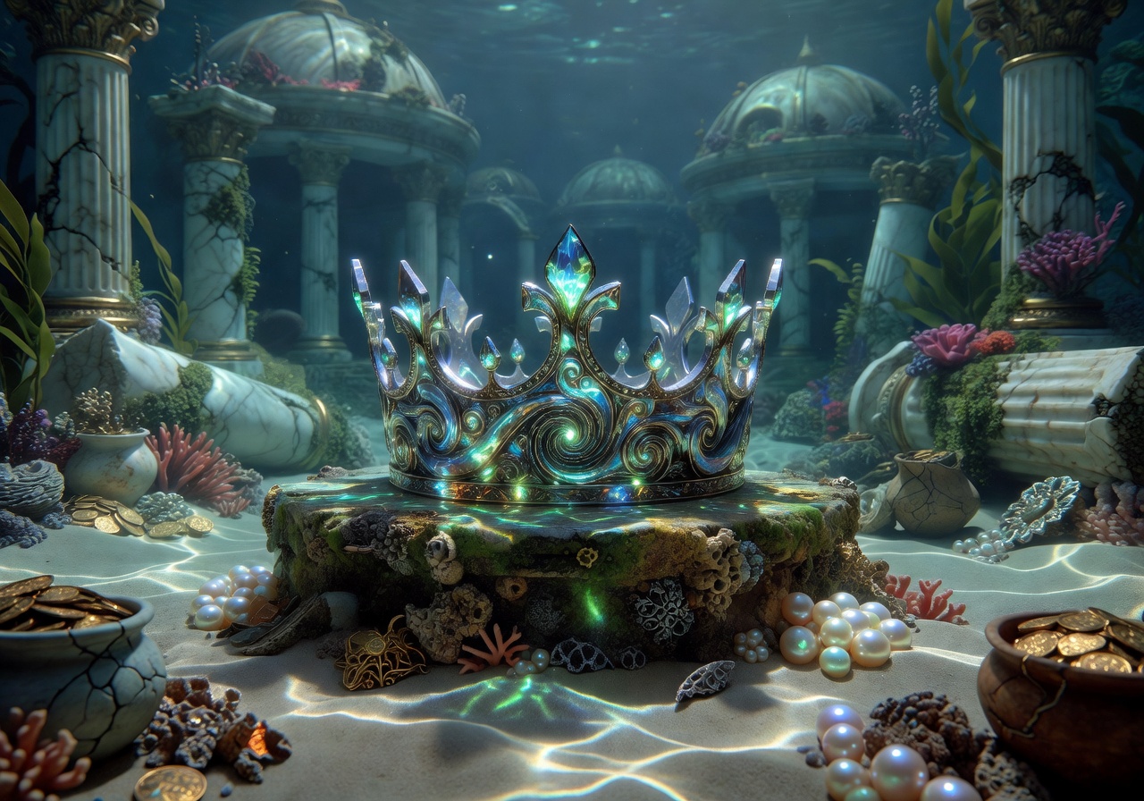 Glowing crown of Atlantis ancient artifact